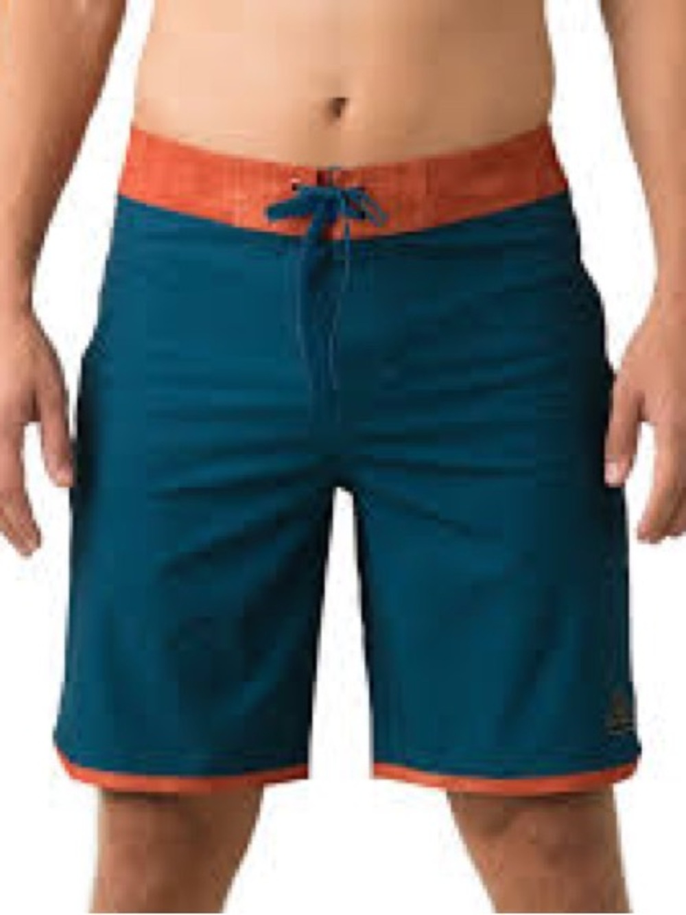 Prana Teal Boardshorts with Orange Waistband